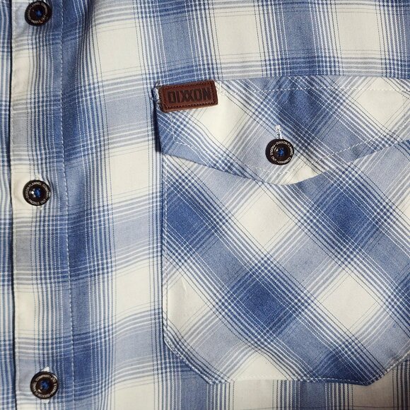 Dixxon Shirt Mens 3XL Blue White Plaid Paddle Out Bamboo Blend Short Sleeve - Picture 2 of 10